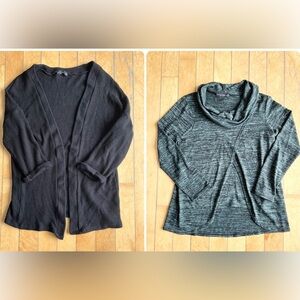 Cherry Bobin Knit Black Cardigan and Grey-Green Sweater Set Bundle Size Medium